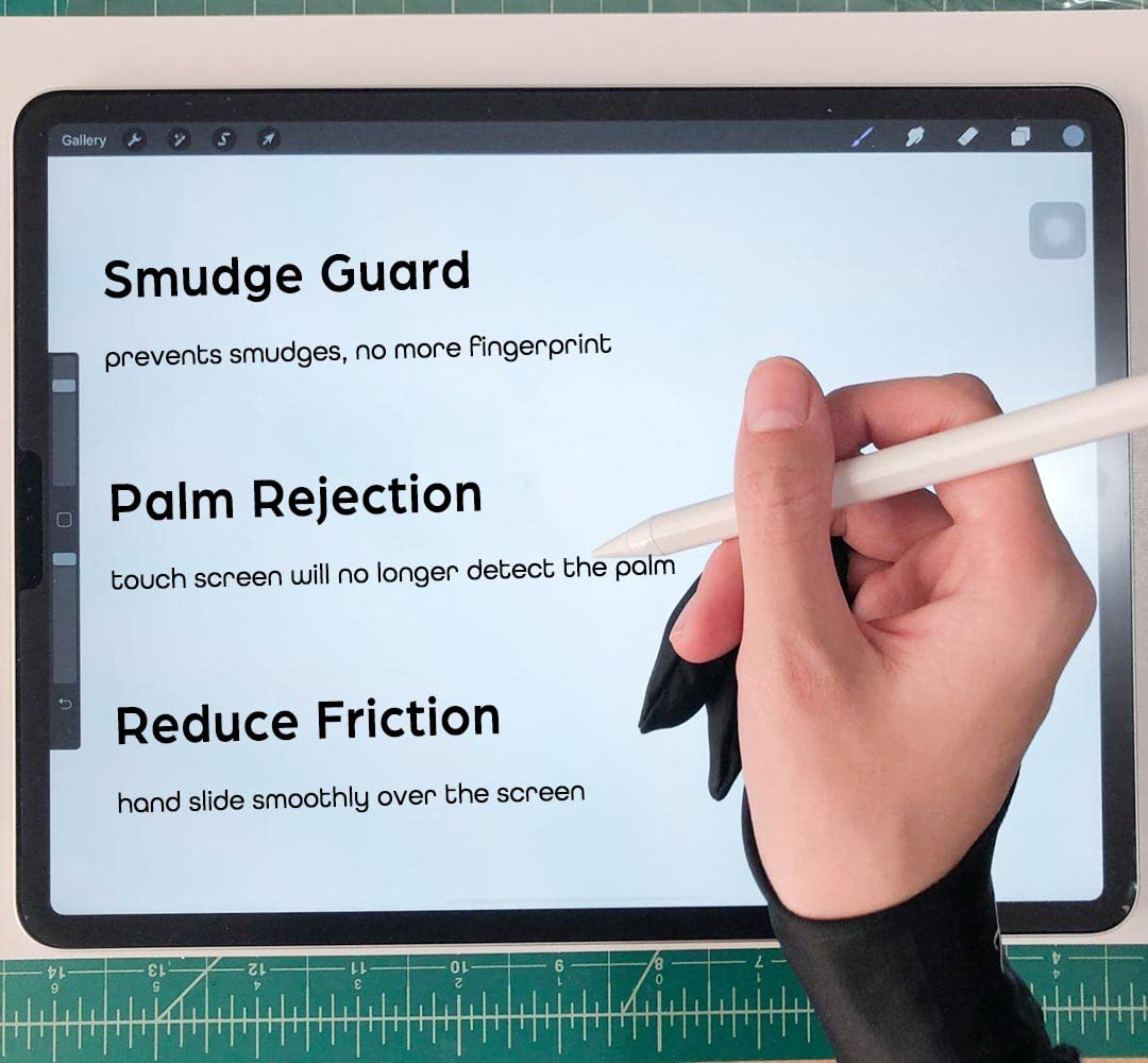 AKX Artist Glove, Palm Rejection Drawing Glove for Graphic Tablet, iPad - Smudge Guard, 2-Finger, Good for Left and Right Hand (Black, Large, 2 Pack)