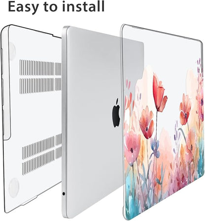 Compatible with MacBook Air 13.6 inch Case 2025 2024 2023 2022 Release M4 A3240 M3 A3113 M2 A2681 with Touch ID, Plastic Hard Shell Case&Keyboard Cover&Screen Film&Webcam Cover, Garden Floral