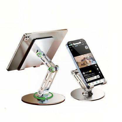 Adjustable Phone Stand for Desk,for 4.7-9.7 Inch Devices,360° Rotating Aluminum Alloy,Silver Compatible with ipad Tablet Kindle TAB Surface Cell Phone Stand Holder