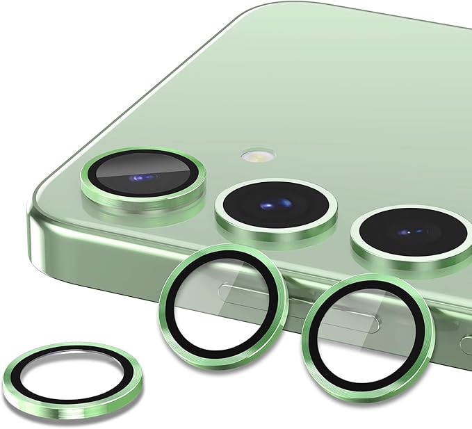 for Samsung Galaxy S25 Plus Camera Lens Protector, Individual Metal Ring Tempered Glass Lens Cover, [Strong Adsorption] Scratch Resistant Ultra-Thin HD Clear Lens Cover, 1 Set-Green