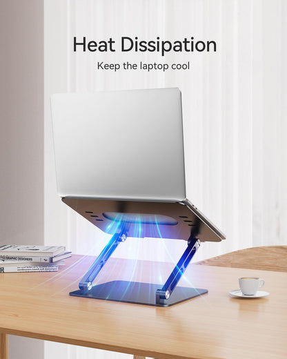 Orlian Foldable Aluminum Laptop Stand Up to 17.3" Laptops, Height Adjustable Portable Ergonomic Computer Holder, Space Saving Desk with Heat Dissipation. Compatible with MacBook/Dell/HP etc, Black