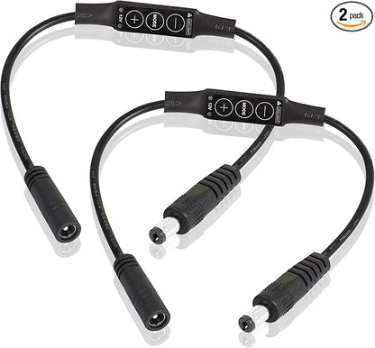 PNGKNYOCN DC 12V LED Strip Lights Dimmer DC 5.5 * 2.1mm Male to Female Mini Single Color LED Dimming Controller(2-Pack)