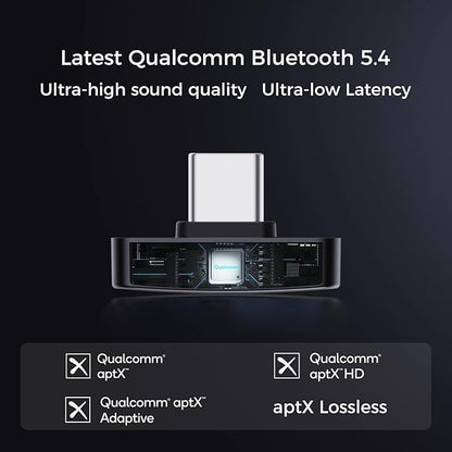 QCC Dongle Pro USB-C Bluetooth Adapter, Bluetooth 5.4 Audio Adapter with LDAC,aptX Lossless&aptX-Adaptive,Low Latency Wireless Lossless Transmitter to Connect Wireless Headphones & Earbuds