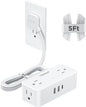 TESSAN 5 FT White Extension Cord, 900J Surge Protector Small Power Strip with 3 USB Ports (1 USB C), Flat Plug Power Strip, Mini Charging Station Suitable for Home Office Dorm