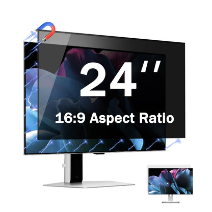 Phimoos [2 Pack] 24 Inch Magnetic Computer Privacy Screen for Monitor 16:9 Aspect Ratio Widescreen Monitor, Eye Protection Anti Glare Blue Light Filter, 24in Removable Black Anti Spy Protector Film