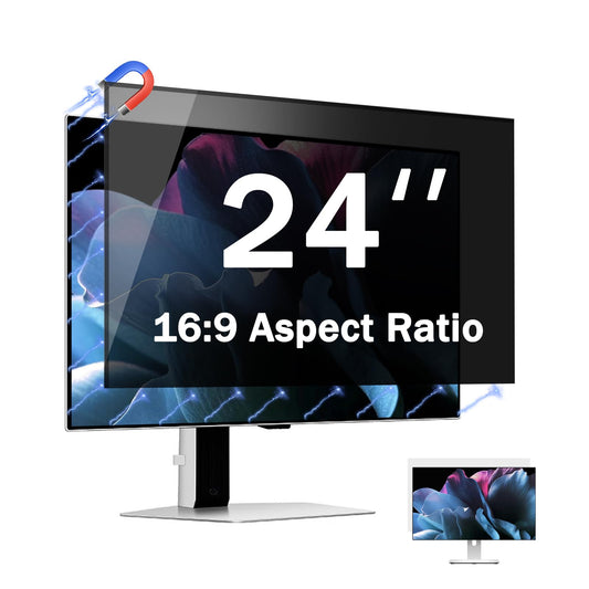Phimoos [2 Pack] 24 Inch Magnetic Computer Privacy Screen for Monitor 16:9 Aspect Ratio Widescreen Monitor, Eye Protection Anti Glare Blue Light Filter, 24in Removable Black Anti Spy Protector Film