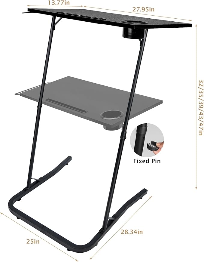 Ikkle Adjustable Bike Trainer Desk, Workstation Standing Desk for Treadmill Cycling, Cycle Trainer Stand Table for Indoor Workstation (Black)