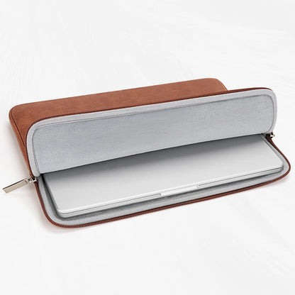 RAINYEAR 11 Inch Laptop Sleeve PU Suede Leather Case Padded Cover, Brown