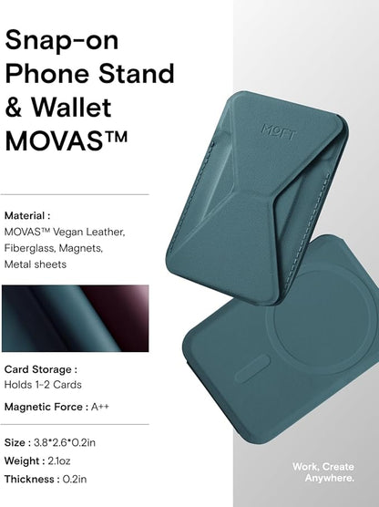 MOFT Magnetic Wallet Stand Compatible with iPhone 16/15/14/13/12 Series, Angle Adjustment & Magsafe Compatible MOVAS Phone Stand,Jungle