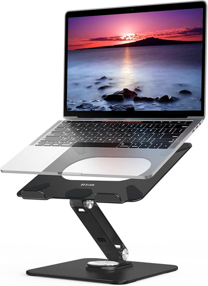 BESIGN LSX7 Laptop Stand with 360 Rotating Base, Ergonomic Adjustable Notebook Riser Holder Compatible with Air, Pro, Dell, HP, Lenovo More 10-15.6" Laptops (Black)