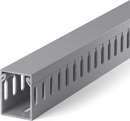 94.5in(6X L15.7in) Professional Server Rack Cable Management Raceway, H1.6in x W1.2in Cable Raceway Kit, Electrically Safe PVC Open Slot Wire Raceway for Under Desk/Computer/Network Cords, Grey