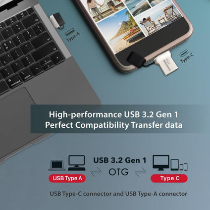 GIGASTONE 256GB Nano Luxus Dual USB Flash Drive, USB-C & USB-A, 100MB/s High-Speed Storage, Metal Design