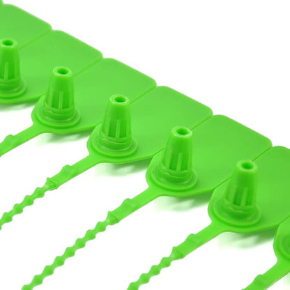 Leadseals(R) 100 Green Plastic Tamper Seals, Zip Ties for Fire Extinguishers Pull Tite Security Tags Numbered Disposable Self-Locking Tie 250mm Length