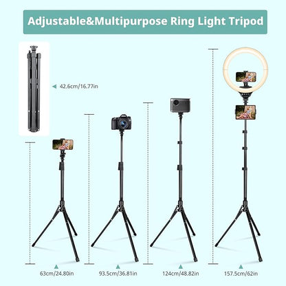 Aureday 14inch iPad Ring Light with Tripod Stand, 62inch Selfie Tripod Light Ring with Phone&Tablet Holder for Recording, 20W LED Circle Light with Wireless Remote for Tiktok, Makeup, Live Streaming