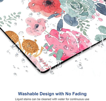 Mouse Pad, Premium-Textured Mouse Mat, Non-Slip Rubber Base Mousepad for Laptop, Computer & PC,9.5×7.9 in,Pink Green Flower