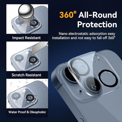 Camera Lens Protector for iPhone 13 6.1" / iPhone 13 Mini 5.4",9H Tempered Glass，Ultra HD, Scratch Resistance Easy to Install，Case Friendly，[Does not Affect Night Shots] 3-Pack