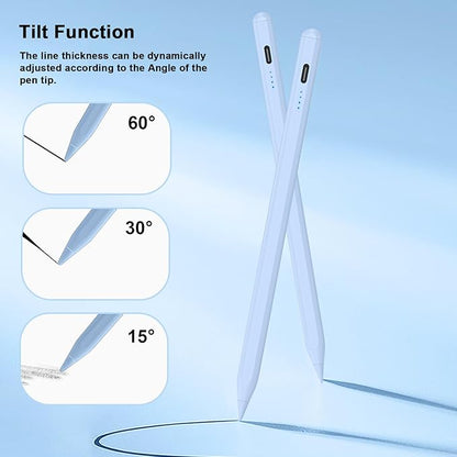 Stylus Pen for iPad 9th&10th - Type-c Charging Pencil for ipad Palm Rejection Active Pen Compatible with (2018-2025) Apple iPad 6/7/8/9/10/11(A16), Air 3/4/5/M2/M3, Mini 5/6, Pro 11"/12.9"/M4（Blue）