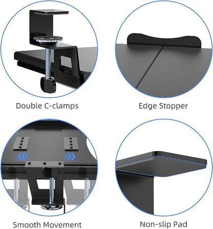 suptek Keyboard Tray Under Desk Pull Out with C Clamp Mount, Computer Keyboard & Mouse Tray, 25.6 (30 Including Clamps) x 11.8 inch Slide-Out Platform Computer Drawer for Typing, Black, DSF1