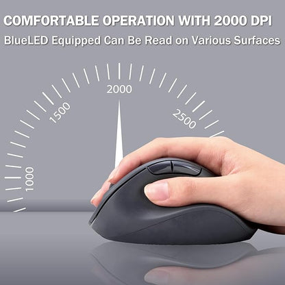 ELECOM Wireless Ergonomic Shape Mouse, 2.4GHz with Mini USB Receiver, Silent Click, Right Hand 2000DPI, 5 Buttons, Optocal Sensor, Compatible with PC, Mac, Laptop, EX-G, Msize Black (M-XGM30DBSKBK)