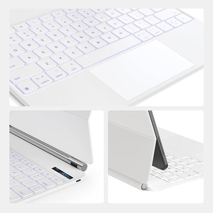 for iPad Air 13 inch case Keyboard M3 2025 & M2 2024,Magic Keyboard for iPad Pro 12.9 (6th,5th,4th,3rd Gen),Magnetic Attach,Multi-Gesture Trackpad,7-Color Backlit,Shortcut Keys,White