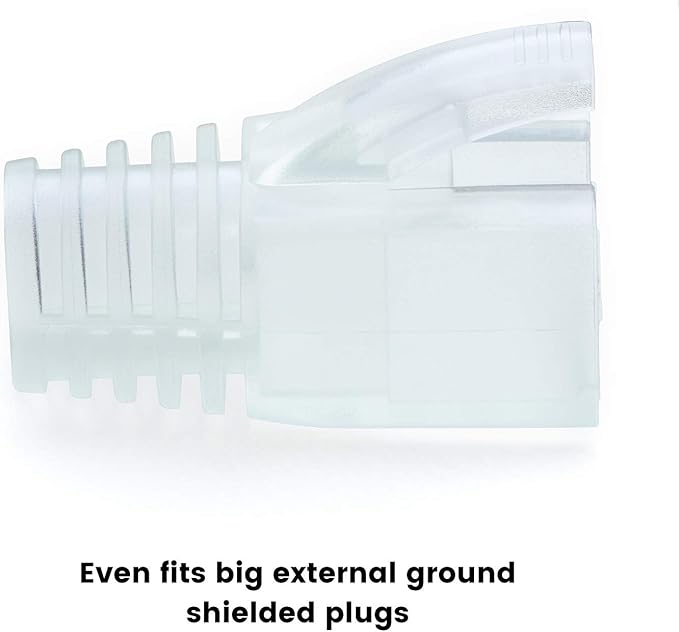 trueCABLE RJ45 Strain Relief Boots, 8.0mm Slip-On PVC Plug Cover, Transparent, 100 Pieces