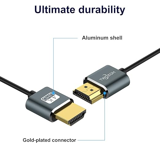 Twozoh Slim 4K Long HDMI Cable 15FT 5 Pack, Ultra Thin & Flexible Skinny HDMI to HDMI 2.0 Cord Support 4K/60HZ 18gbps Laptop, Monitor, PS5, PS4, Xbox One, Fire TV