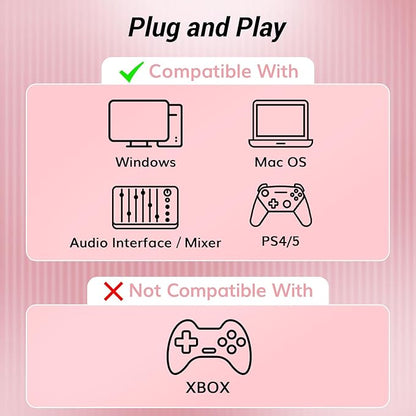 TONOR Dynamic Microphone, XLR/USB Microphone for Podcast, Recording, Streaming, Gaming, XLR Cardioid Studio Mic with Quick Mute, 3.5mm Headphone Jack, Volume Control, Mic with Boom Arm, Pink, TD510+