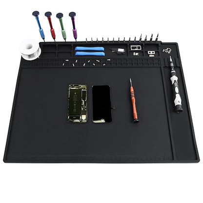 Anti Static Mat Includes ESD Wristband and Grounding Wire and Grounding Plug for Electronics Repair, Premium Heat Resistant ESD Safe Soldering Mat (17.7" x 13.6")