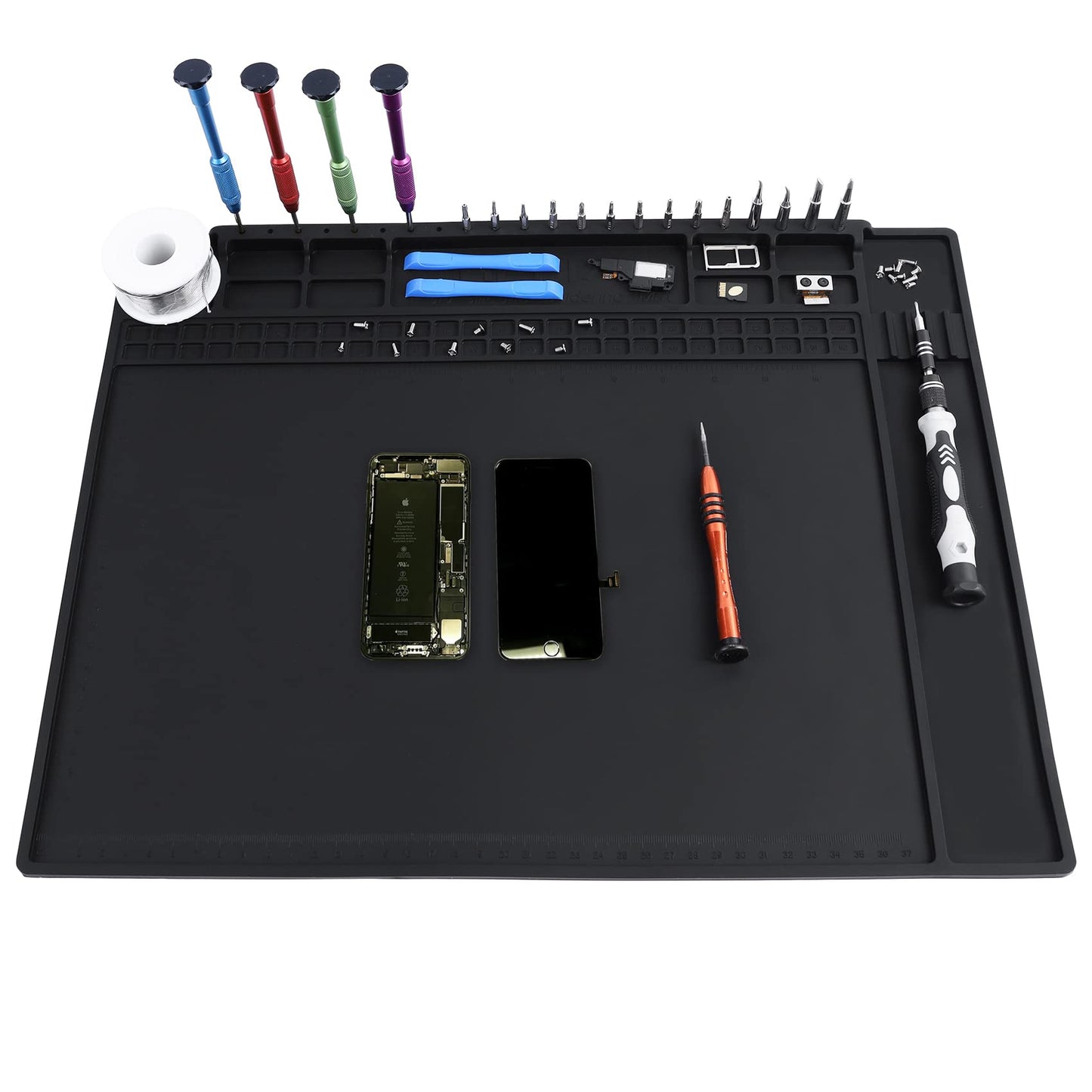 HPFIX Anti Static Mat Includes ESD Wristband and Grounding Wire and Grounding Plug for Electronics Repair, Premium Heat Resistant ESD Safe Soldering Mat (17.7" x 13.6")