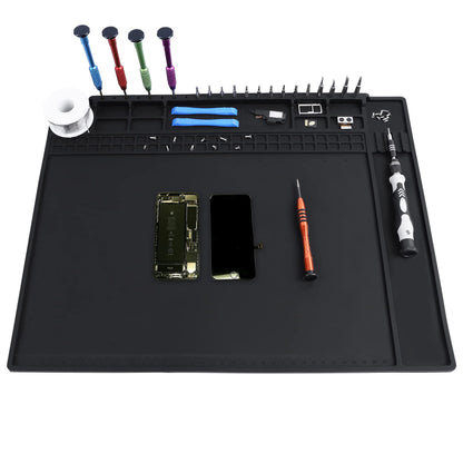 HPFIX Anti Static Mat Includes ESD Wristband and Grounding Wire and Grounding Plug for Electronics Repair, Premium Heat Resistant ESD Safe Soldering Mat (17.7" x 13.6")