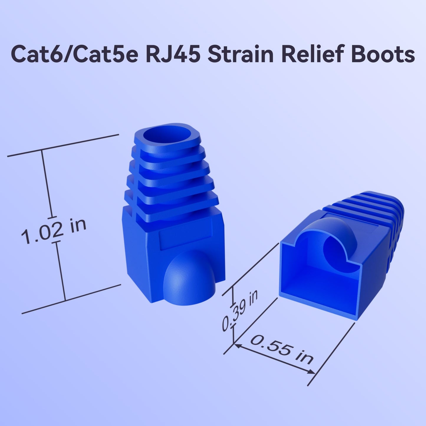 CableGeeker Cat6 RJ45 Strain Relief Boots, 100-Pack, 6.5mm, Blue
