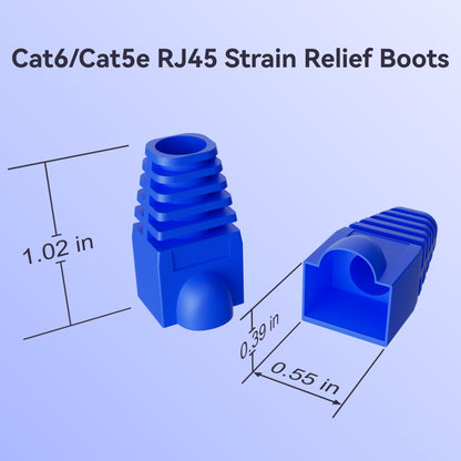 CableGeeker Cat6 RJ45 Strain Relief Boots, 100-Pack, 6.5mm, Blue