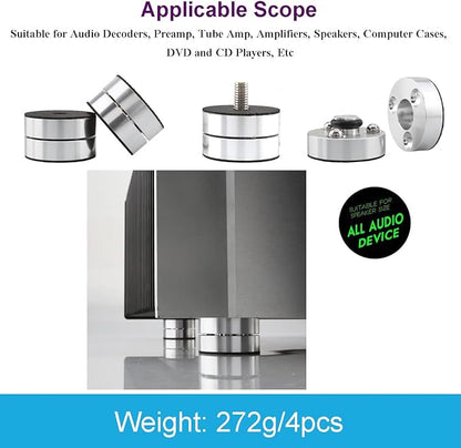 Audiocrast 4X HiFi Speaker Spike Pad Isolation Feet Stand Feet 40X23MM Shock Absorber with Stainless Steel Ball for Audio Speaker Subwoofer CD DVD Amplifier Turntable DAC