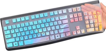 Silicone Keyboard Cover for Logitech K120 & MK120 Ergonomic Desktop USB Wired Keyboard, Logitech K120 & MK120 Keyboard Protective Skin US Layout (NOT Fit Other Model)-Colorful