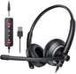 Computer USB Headset with Microphone for PC - Headphones with Noise Cancelling Microphone On Ear Wired Headset Mic Mute for WFH Call Center Office Online Class Skype Zoom