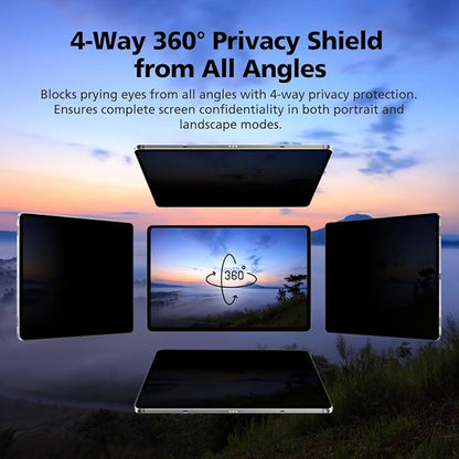 Magnetic 4-Way 360 Degree Privacy Screen Protector for iPad Pro 6th/5th/4th/3rd Generation 11 Inch, Removable Reusable Anti-Spy Anti-Glare Anti-Fingerprint [Landscape and Portrait Mode at