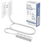 Saker Dual 10ft Flat Extension Cord Outlet Cover, 3 Outlets, White