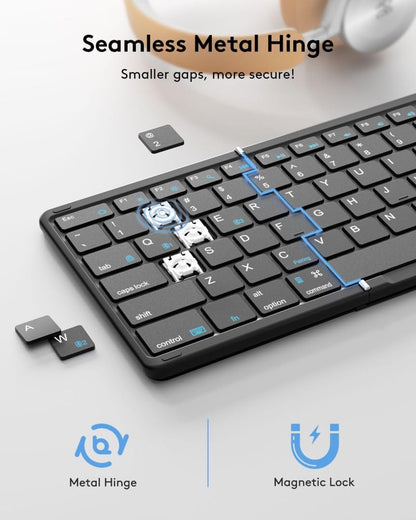 Samsers Full-Size Foldable Bluetooth Keyboard with Large Touchpad, Black