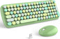 KNOWSQT Wireless Keyboard and Mouse Combo, Light Green 100 Keys 2.4 GHz Round Keycap Typewriter Keyboards, USB Receiver Plug and Play, for Windows, PC, Laptop, Mac, Desktop