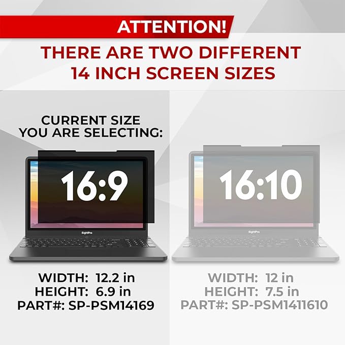 Magnetic Laptop Privacy Screen 14 Inch 16:9 - Removable Computer Privacy Filter Shield and Protector
