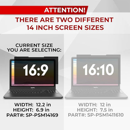 Magnetic Laptop Privacy Screen 14 Inch 16:9 - Removable Computer Privacy Filter Shield and Protector