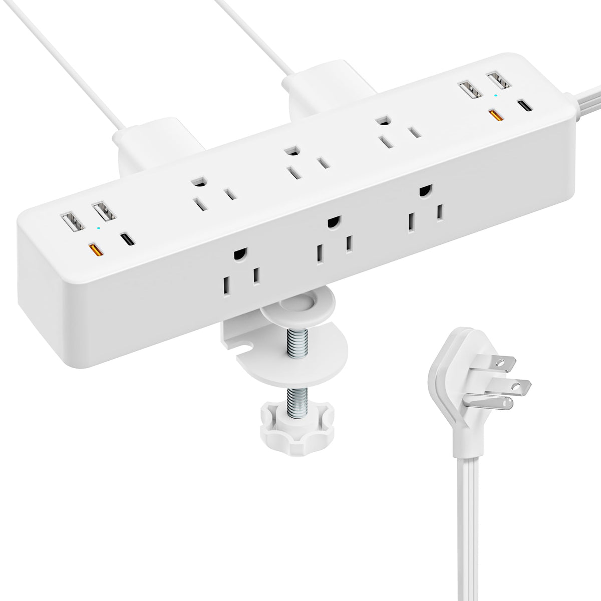 Desk Clamp Power Strip 15FT, Acozvin 40W Total Fast Charging Station
