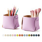HOMIEAZICOZI 2-Pack Cork Leather Desk Accessories Storage - Pencil Pen Holder - Makeup Brush Holder Organizer - Stylish Addition to Home Decor (Light Green)