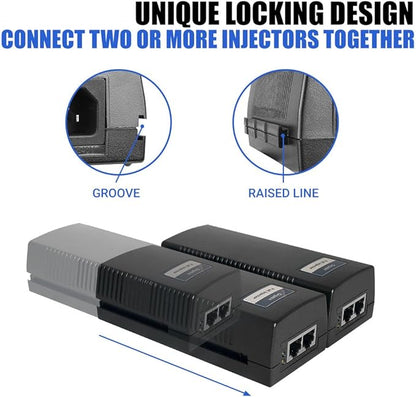60W PoE++ Injector, BV-Tech Gigabit Power Over Ethernet Adapter | 802.3af/at/bt Compliant | Plug & Play, Up to 325ft | Ideal for IP Cameras, Access Points, VoIP Phones