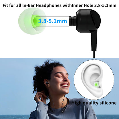 TSZYYM Earbud Tips Ear Bud Tips Soft Anti Slip Washable and Reusable Silicone Replacement Earbud Tips Fit Most in-Ear Earbuds(Inner Hole 3.8mm -5.1mm) 18pcs S M L