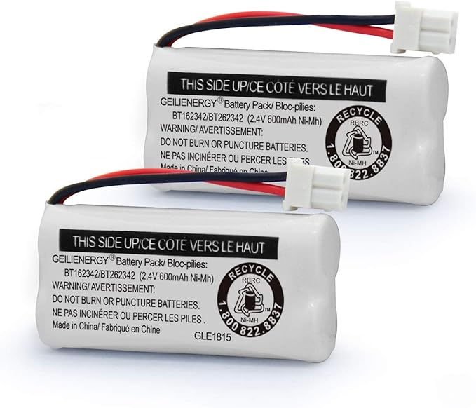 GEILIENERGY Replacement Battery BT162342 / BT262342 BT166342/BT266342 BT183342/BT283342 Compatible for Cordless Telephones CS6114 CS6419 CS6719 EL52300 CL80111(Pack of 2)