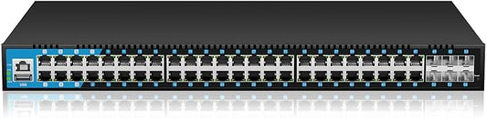 keepLiNK 48 Port Gigabit PoE Switch Managed, with 48 PoE+ Ports @400W, 6 10G SFP Slots, IPv6 Static Routing, Desktop or Rackmount