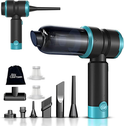 Handheld Car Vacuum with 15000PA Power, 4 in 1 Small Powerful Cordless Vacuum Cleaner & Air Duster with 2000mAh Battery, Rechargeable Portable Mini Hand Held Vacuum for Car, Home,Office,Pet Hair（Blue）