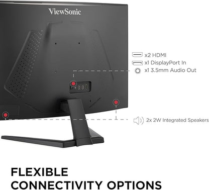 ViewSonic VX3228C-2K 32 Inch 1440p Curved Gaming Monitor with 1ms, 180Hz, FreeSync, Eye Care, HDMI, and DisplayPort Inputs