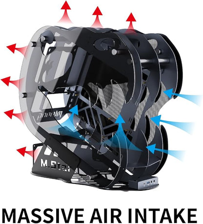 MegaPC Upgraded PC Case Heavy Duty Open-Frame Mid-Tower Micro-ATX/Mini-ITX Gaming, Tempered Glass Side Panel, Pre-Installed ARGB PWM Fan, with USB3.0, USB-C, 240mm Radiator Support (Upgrade-Black)